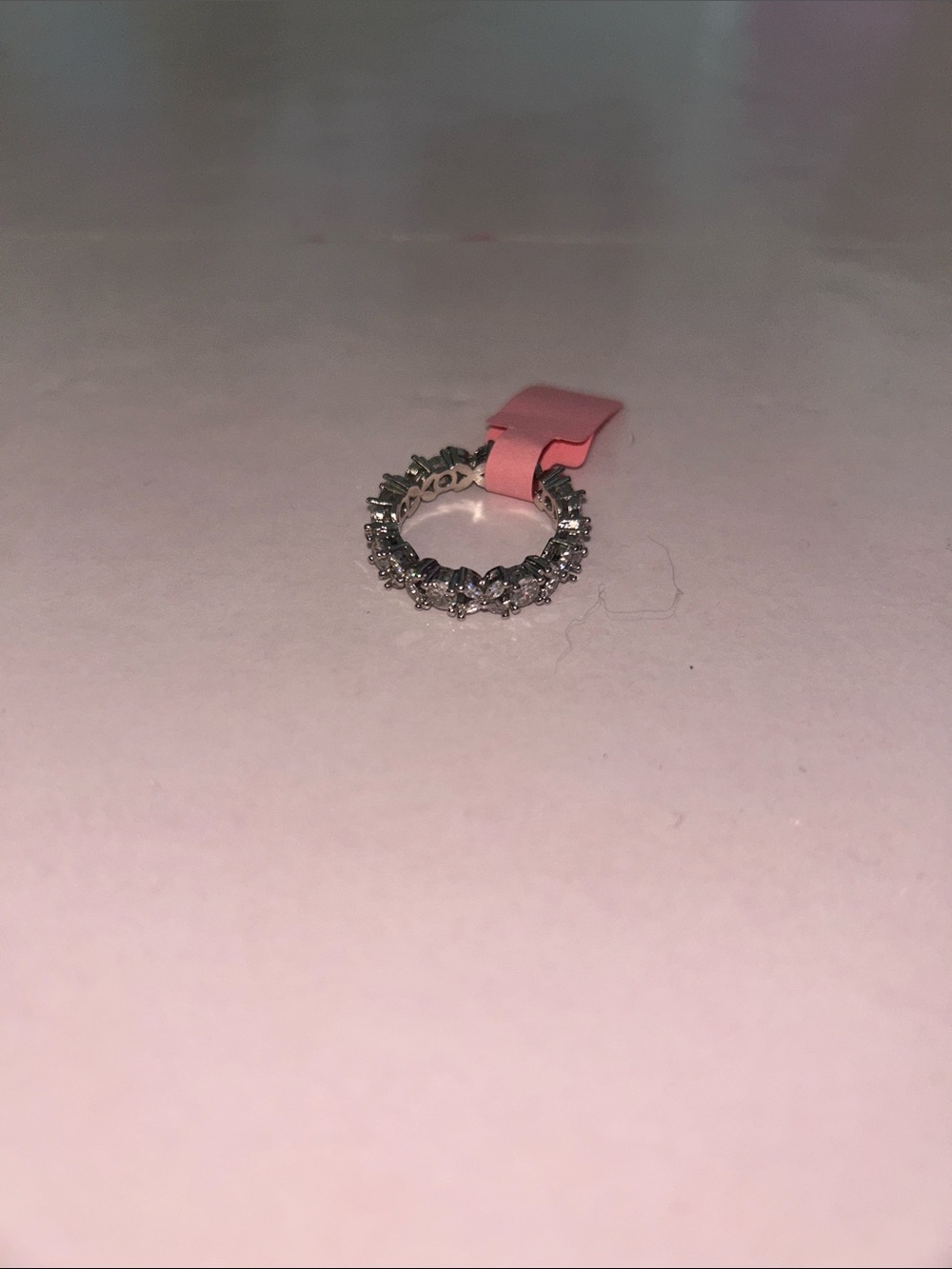 Silver Floral & Square Cubic Zirconia Eternity Ring
